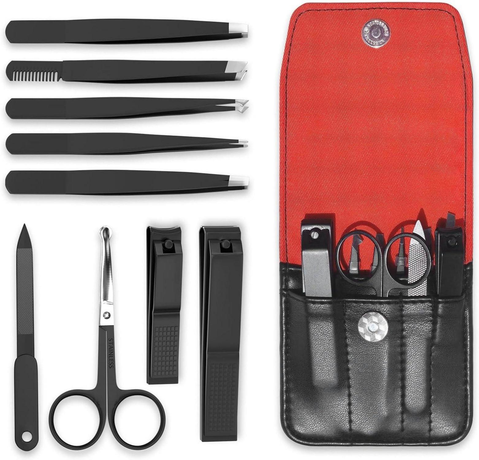 Professionelles Nagelknipser-Pinzetten-Set aus Edelstahl mit Reiseetui