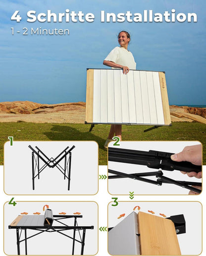 KingCamp Campingtisch Aluminium faltbar Aufrollbare Tischplatte 80kg