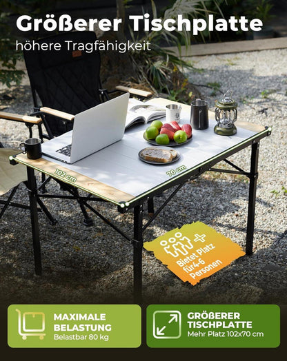 Klappbarer Campingtisch mit Aluminiumrahmen und Aufrollbarer