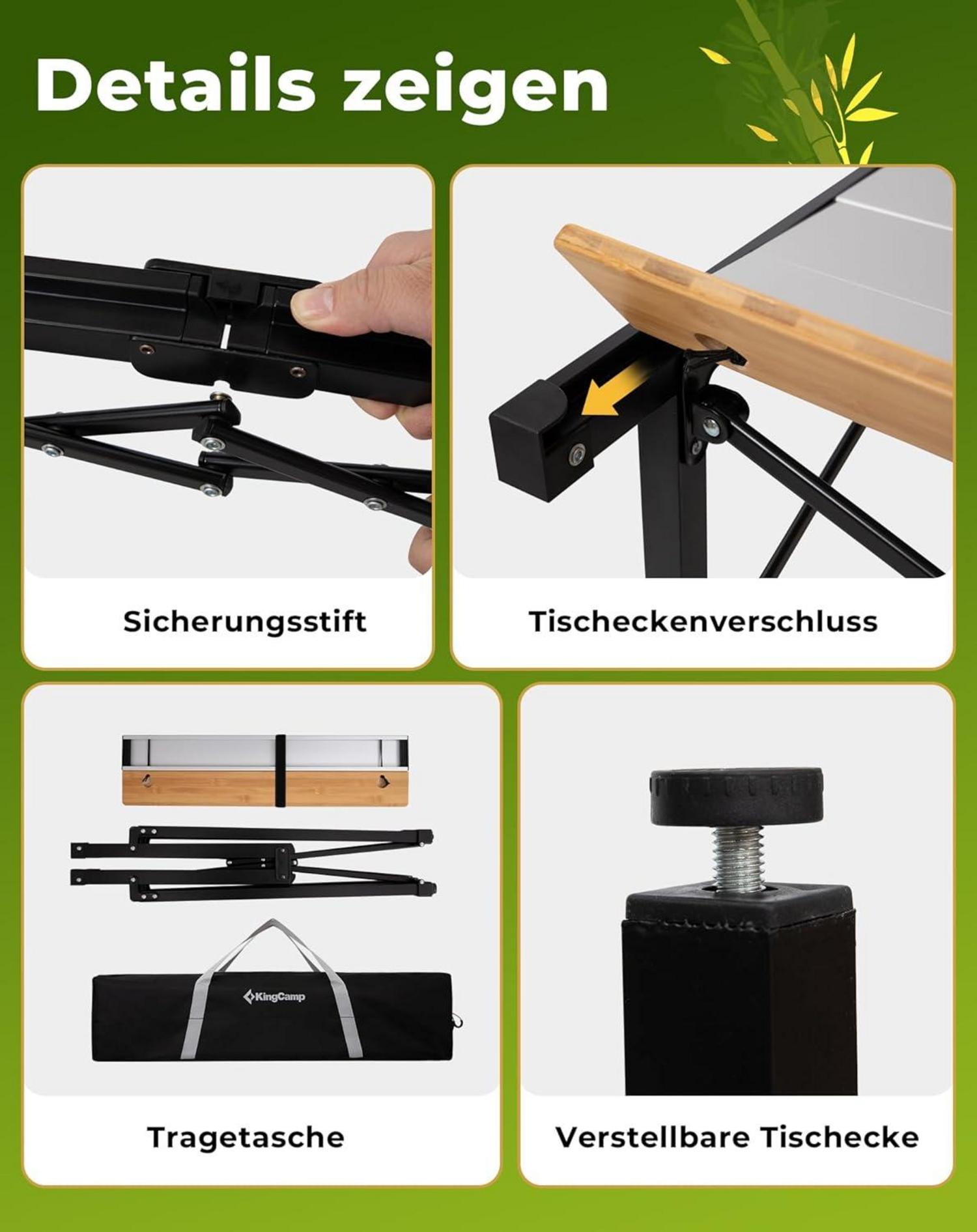 Klappbarer Campingtisch Aluminium belastbar bis 80 kg