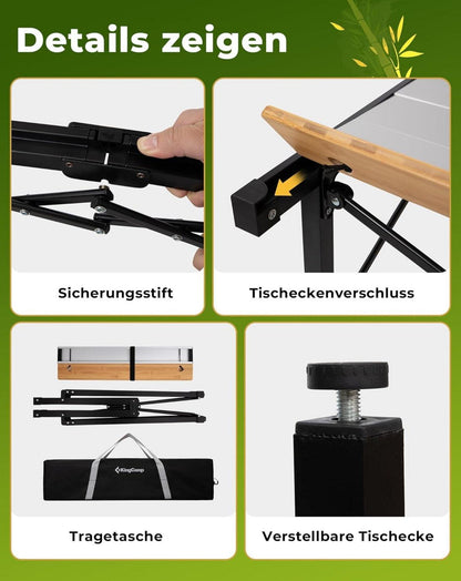 Klappbarer Campingtisch Aluminium belastbar bis 80 kg