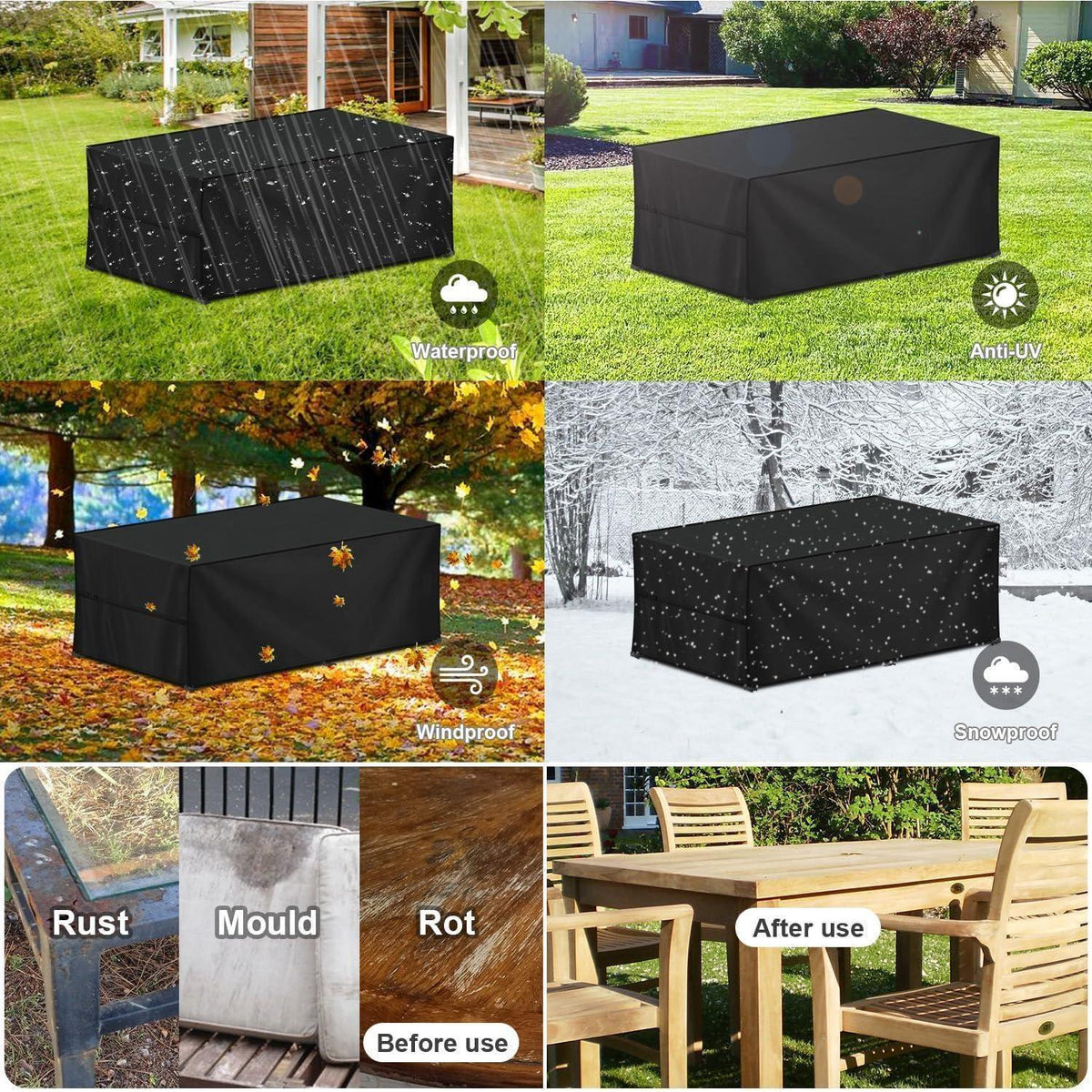 Wasserdichte Gartenmöbel Abdeckhaube 420D Oxford, 190x90x80cm