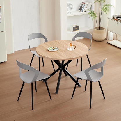 8er Set Nordische Esszimmerstühle mit Metallbeinen – Grau & Schwarz