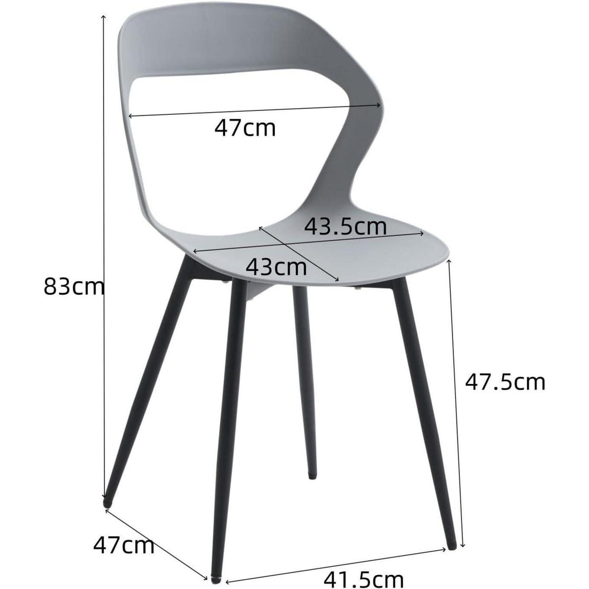 8er Set Nordische Esszimmerstühle mit Metallbeinen – Grau & Schwarz