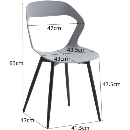 8er Set Nordische Esszimmerstühle mit Metallbeinen – Grau & Schwarz