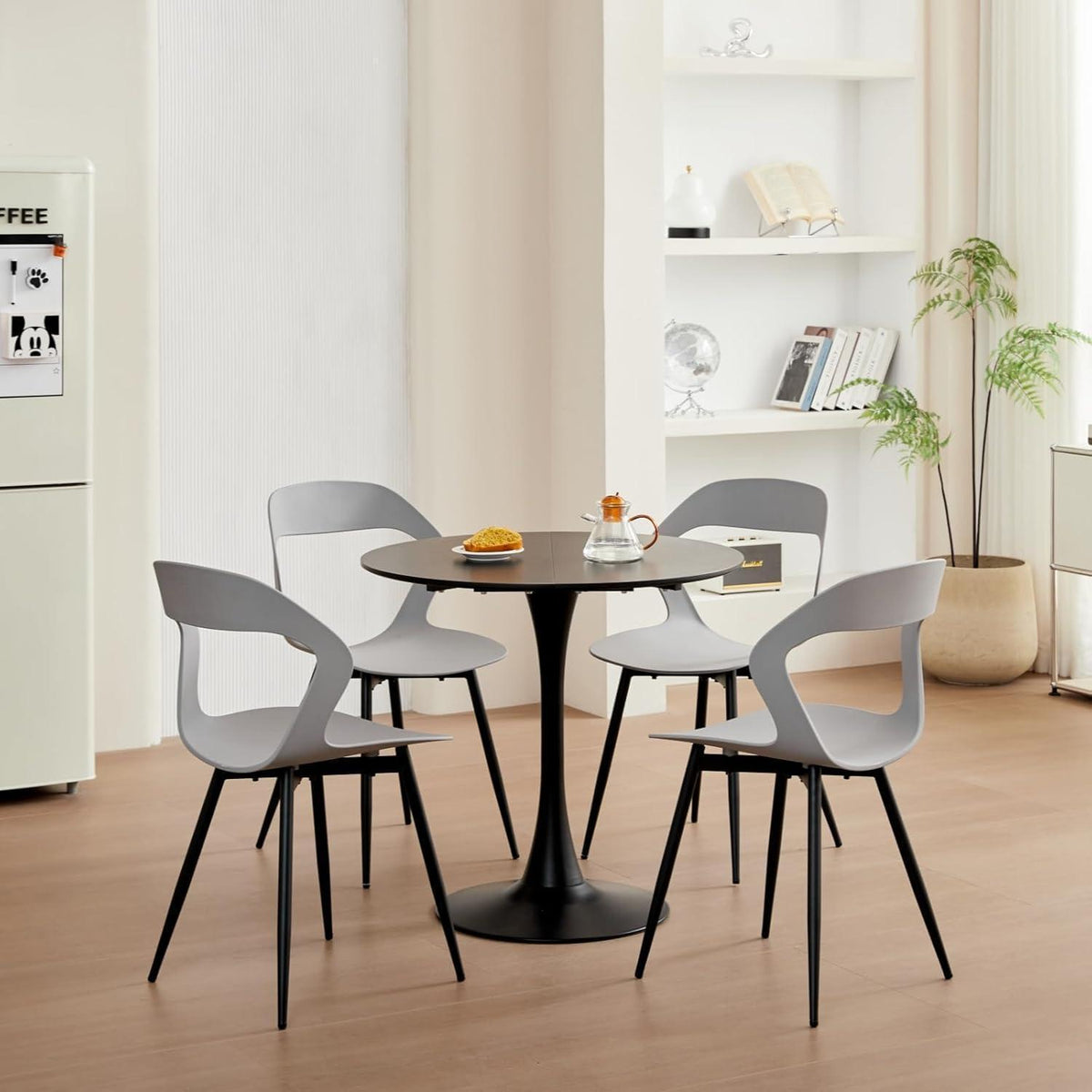 8er Set Nordische Esszimmerstühle mit Metallbeinen – Grau & Schwarz