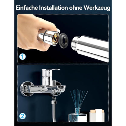 Duschkopf mit 20-Schicht-Filter, 5 Strahlarten, Hochdruck, Schwarz