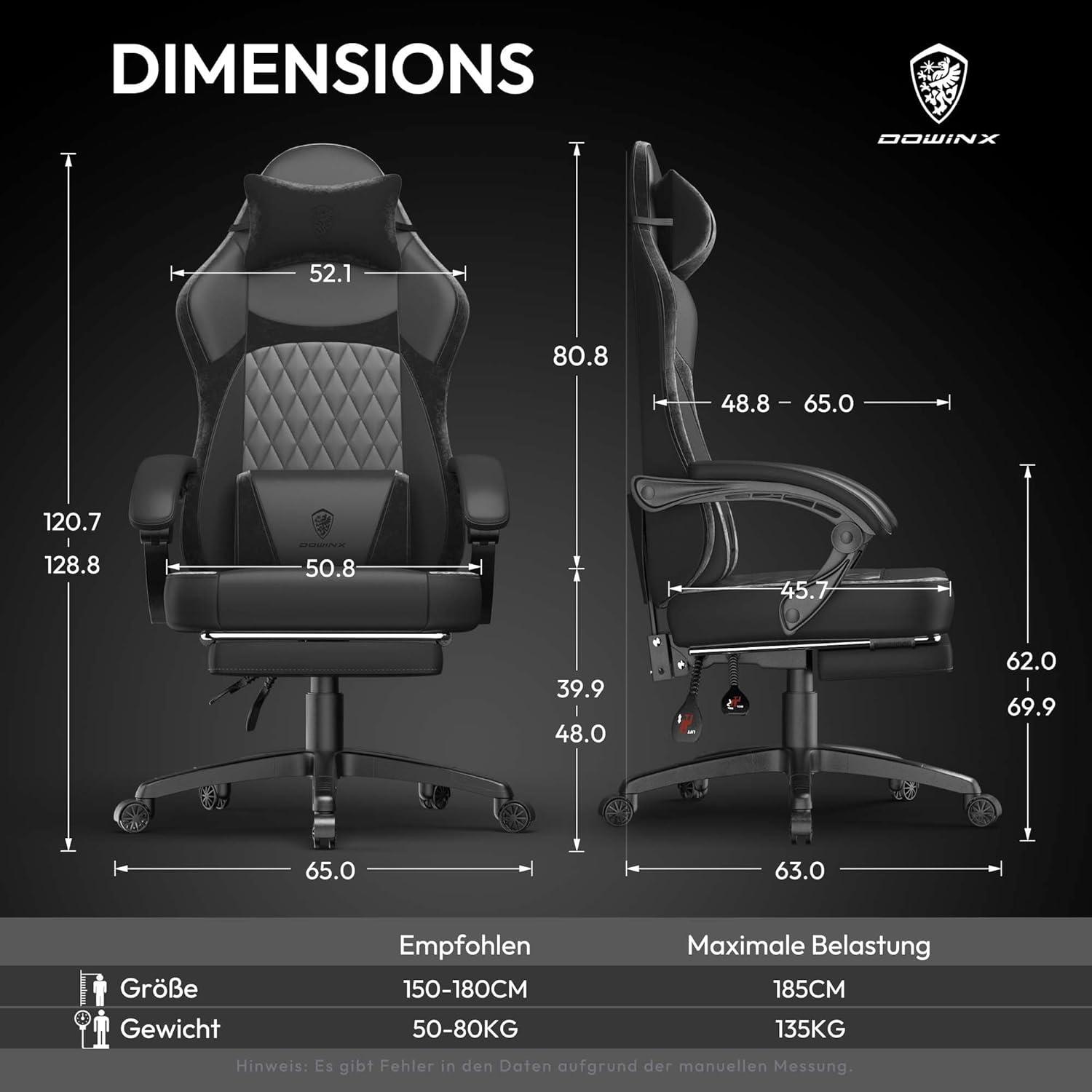 Ergonomischer Gaming Stuhl mit Lendenwirbelstütze und