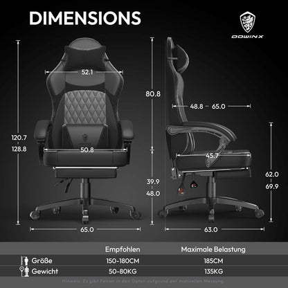 Ergonomischer Gaming Stuhl mit Lendenwirbelstütze und