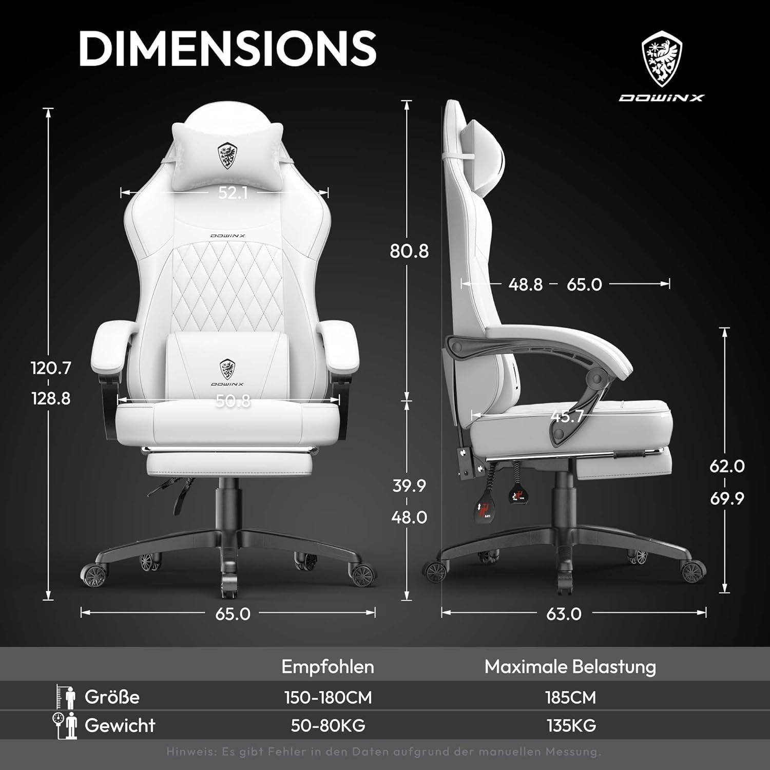 Ergonomischer Gaming Stuhl mit Lendenwirbelstütze und PU Leder