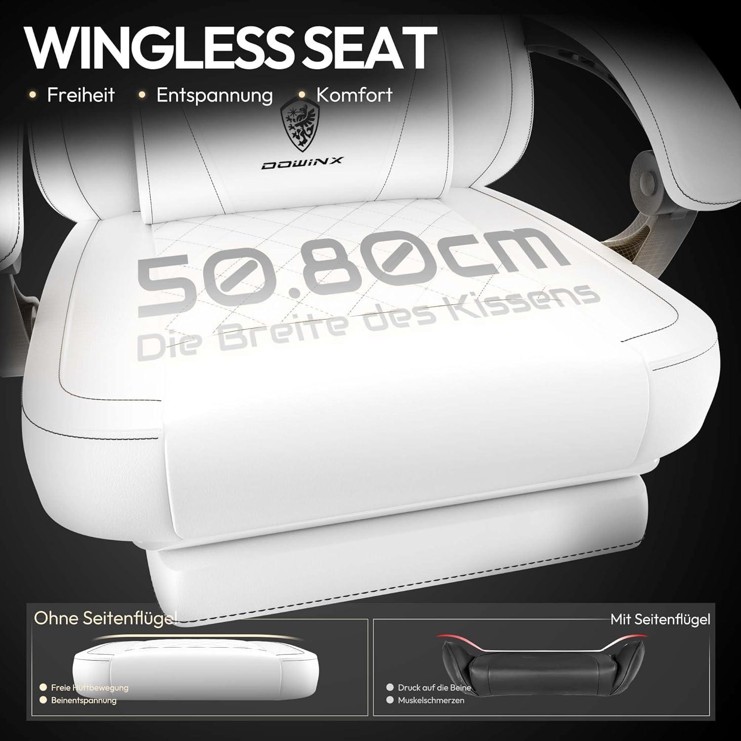 Dowinx Gaming Stuhl Racing Gamer 150KG, Weiß PU Leder