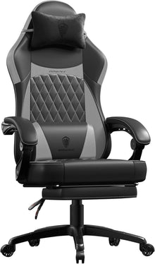 Ergonomischer Gaming Stuhl mit Rückenstütze und Fußstütze, PU
