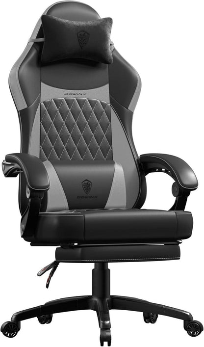 Ergonomischer Gaming Stuhl mit Rückenstütze und Fußstütze, PU