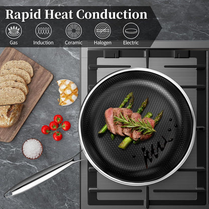 Keramik Bratpfanne 24 cm Antihaft Edelstahl Tri-ply Hybrid InduktionHz