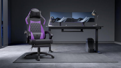 Gaming Stuhl mit Lendenwirbelstütze und PU Leder, 150KG