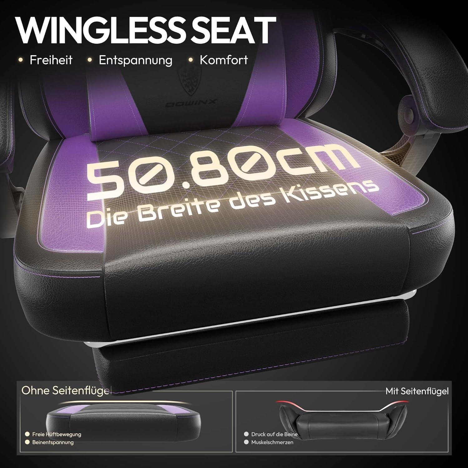 Ergonomischer Gaming Stuhl mit Lendenwirbelstütze PU Leder, Lila
