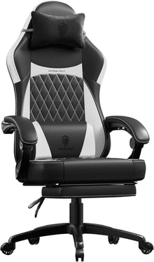 Ergonomischer Gaming Stuhl mit Lendenwirbelstütze und Fußstütze