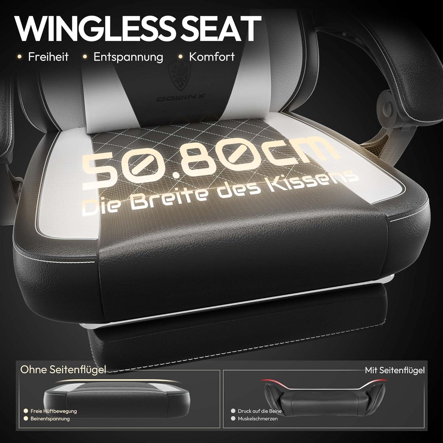 Dowinx Gaming Stuhl mit Lendenwirbelstütze, Ergonomischer Sessel PU Leder 150KG