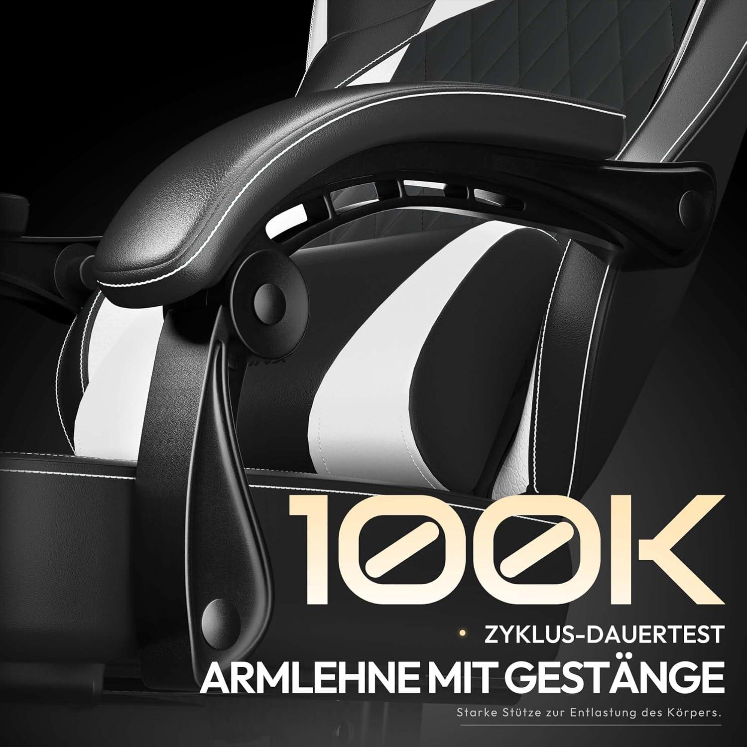 Dowinx Gaming Stuhl Racing Gamer PU Leder Lendenwirbelstütze, 150KG
