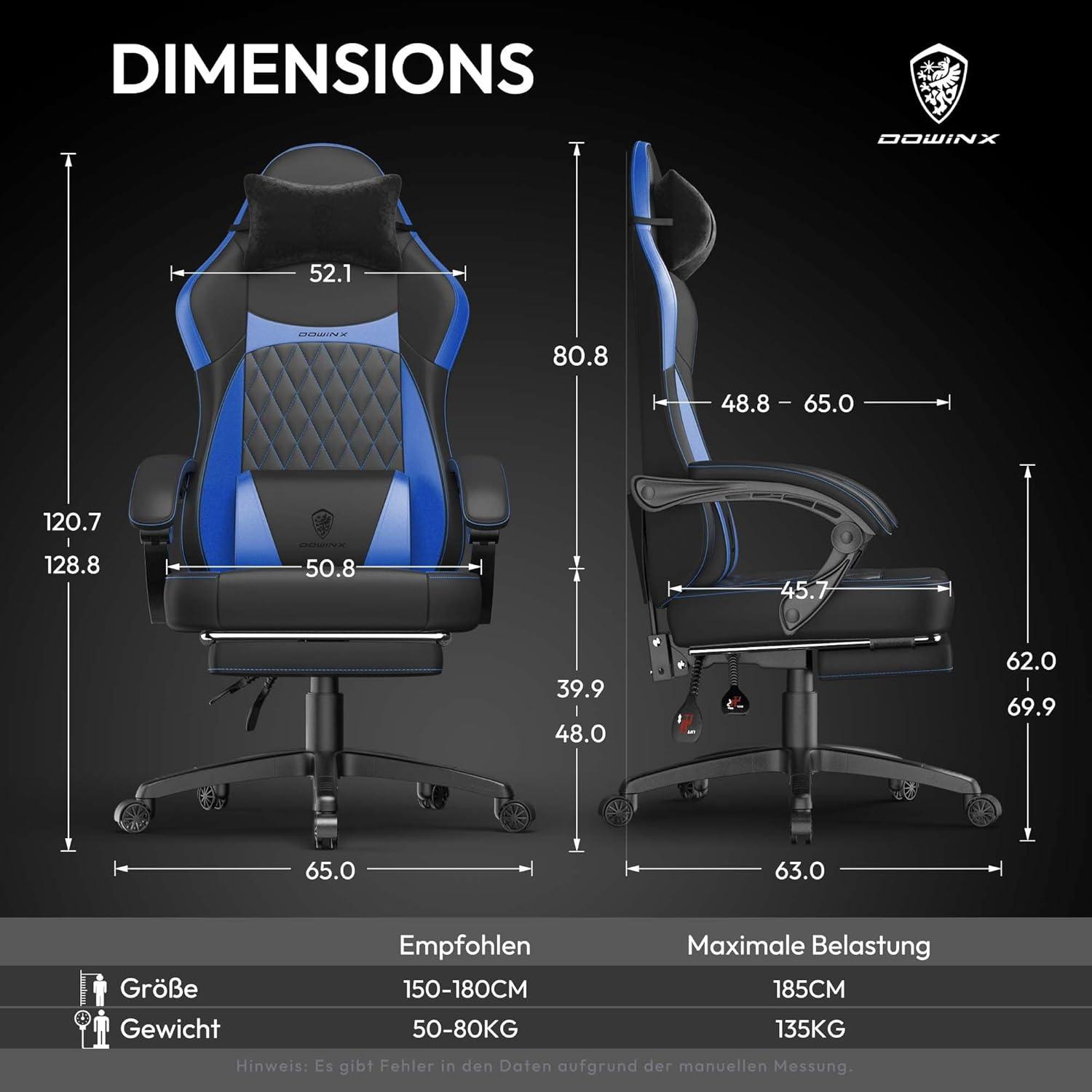 Ergonomischer Gaming Stuhl mit Lendenwirbelstütze und PU Leder