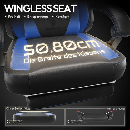 Ergonomischer Gaming Stuhl mit Lendenwirbelstütze PU Leder Blau