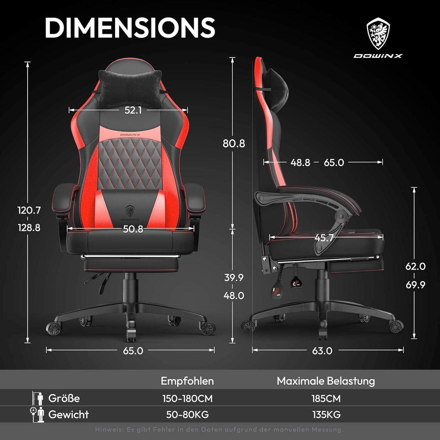 Ergonomischer Gaming Stuhl mit Lendenwirbelstütze und PU