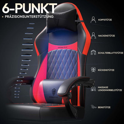 Gaming Stuhl Racing Gamer Gaming Chair Leder 150KG Rot