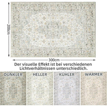 Vintage Teppich 200x300cm – Beige Kurzflor Wohnzimmerteppich
