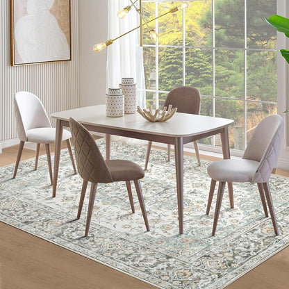 Vintage Teppich 200x300cm – Beige Kurzflor Wohnzimmerteppich