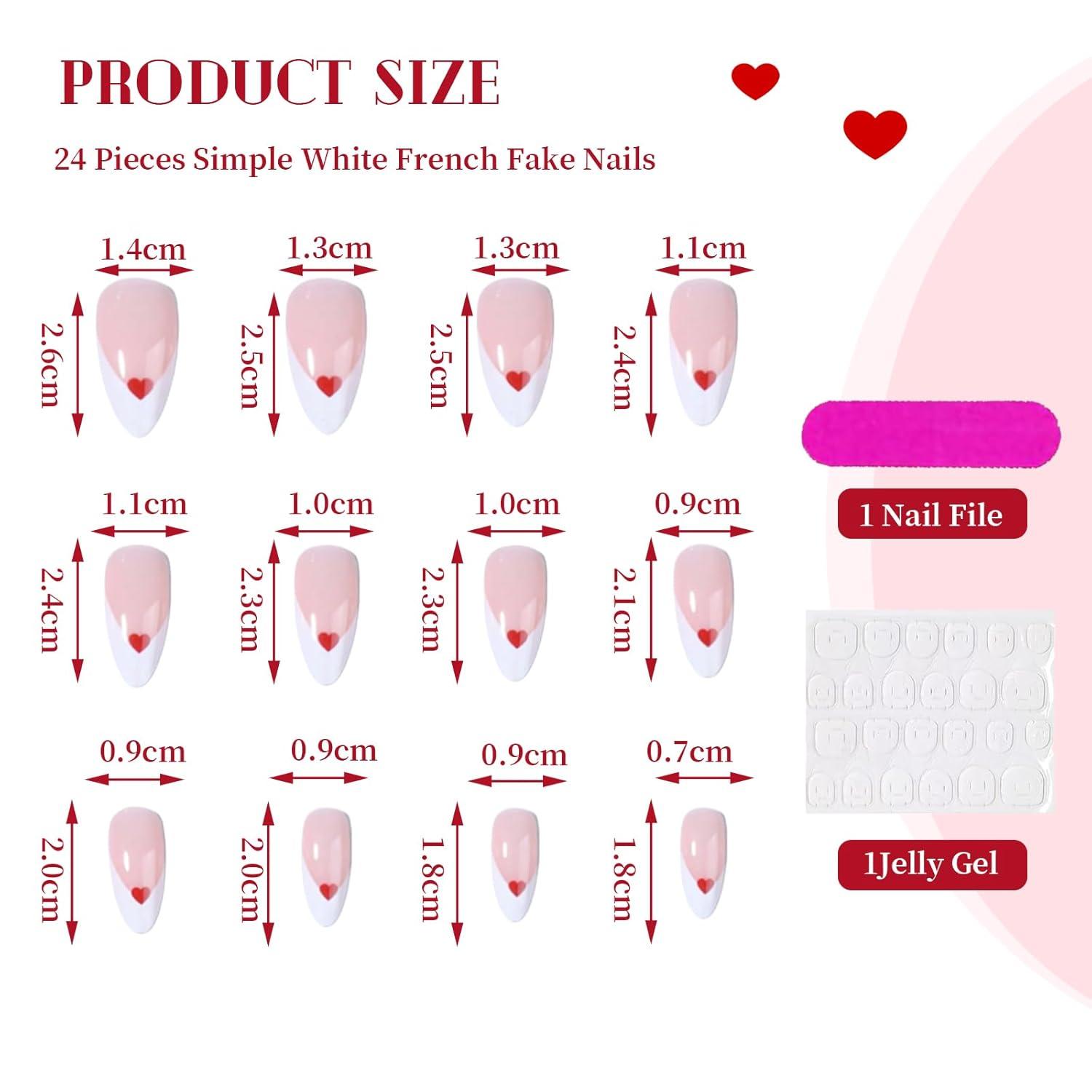 24 Stück Weiße Französische Künstliche Press On Nails Set