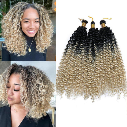 3er Pack Wasserwelle Flechthaar Schwarz Blond 35cm