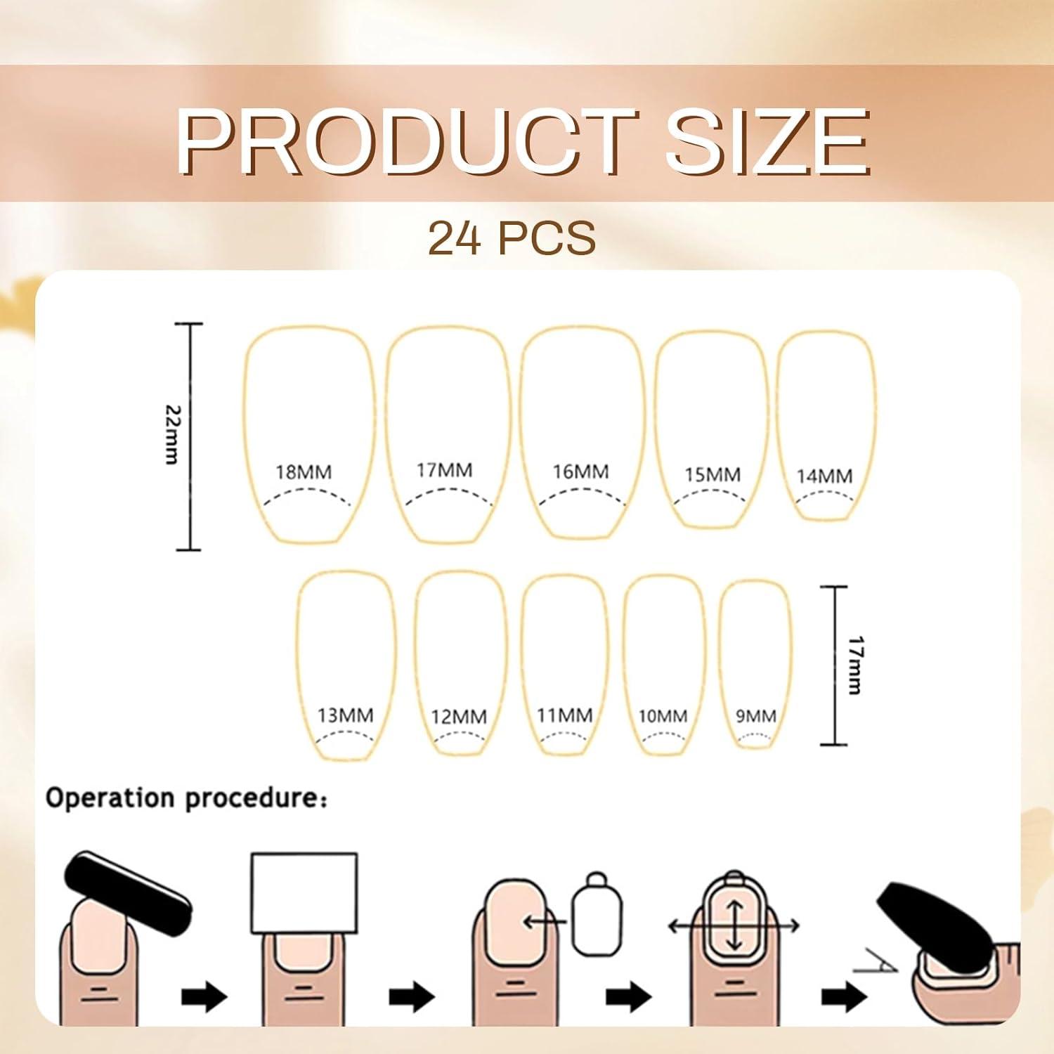Press on Nägel Oval Glitzer Design Schwarz Gold Nude-Pink 24