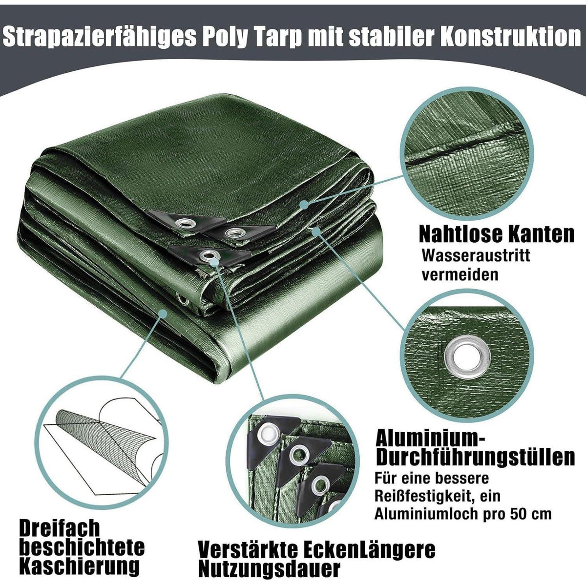 Wasserdichte Abdeckplane 5x8m – Grün, Robust & Vielseitig