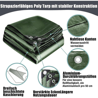 Wasserdichte Abdeckplane 5x8m – Grün, Robust & Vielseitig