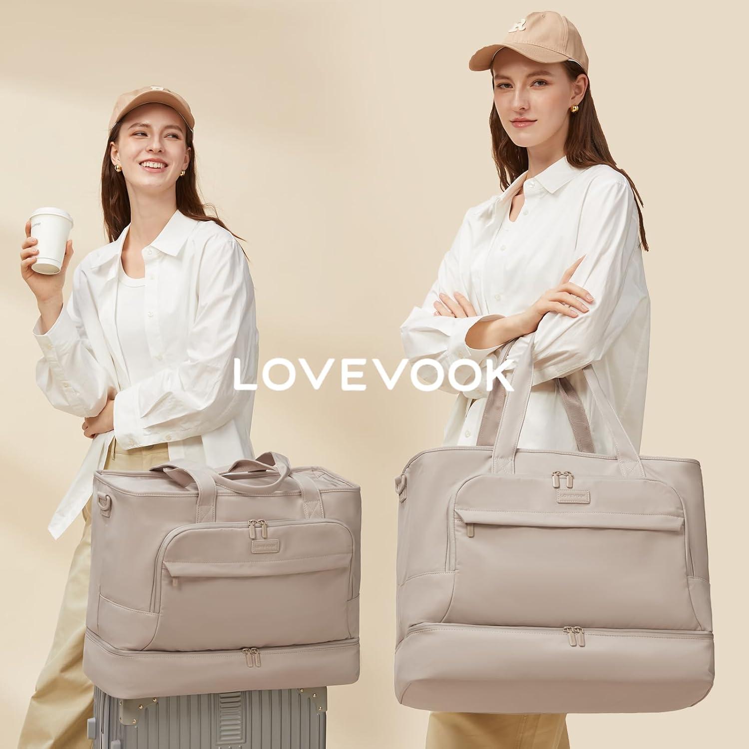 LOVEVOOK Reisetasche Damen 45L Sporttasche Groß Weekender Handgepäck Gym bag