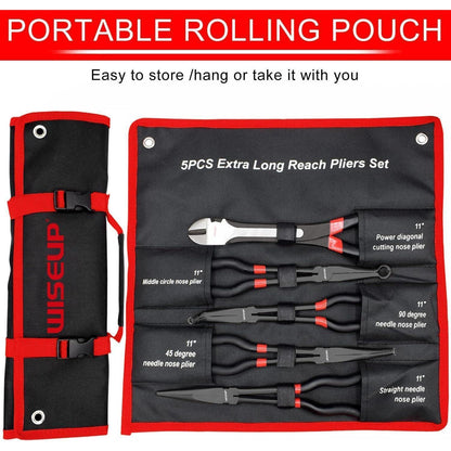 5-teiliges Spitzzangen-Set mit langer Reichweite, Karbonstahl, ergonomisch