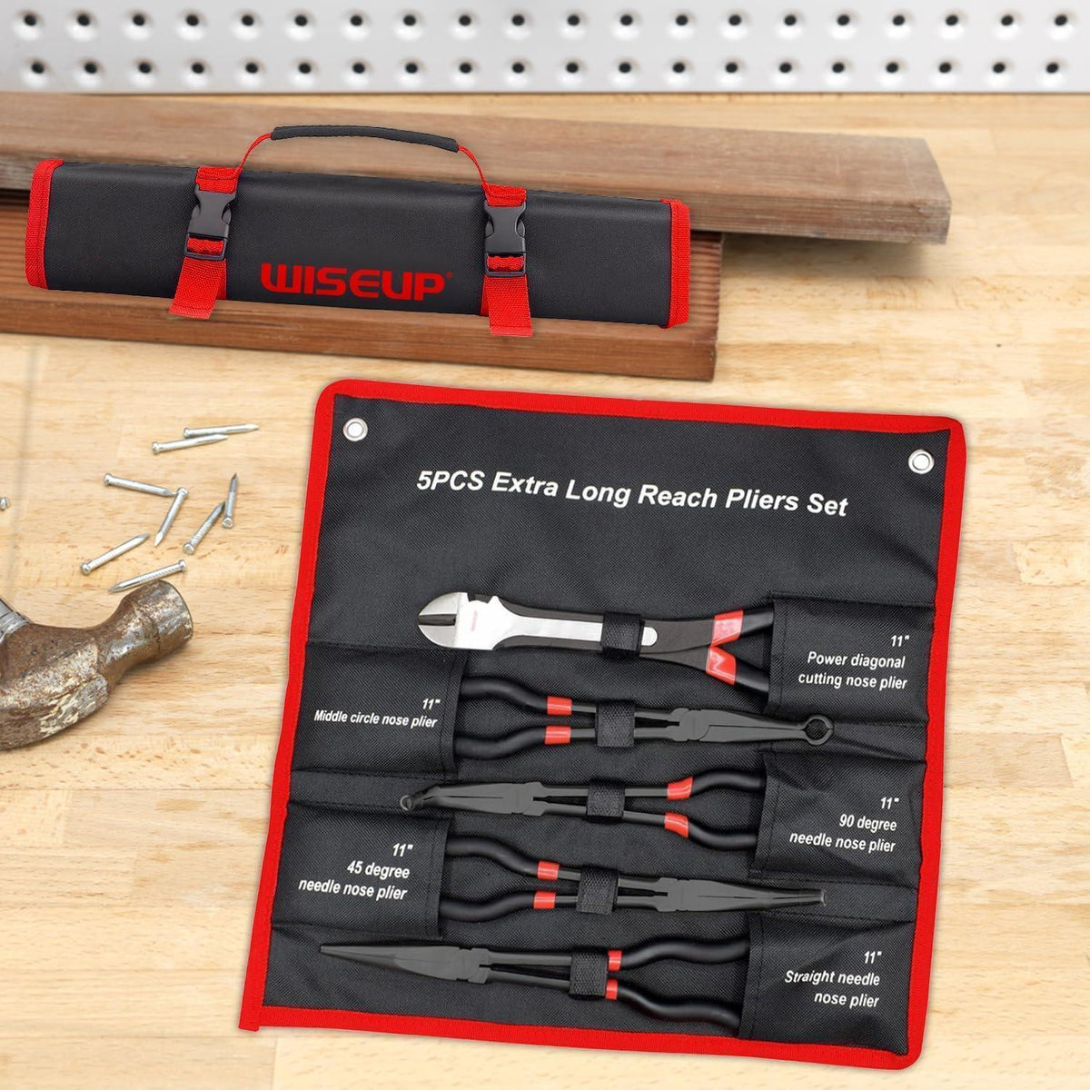 5-teiliges Spitzzangen-Set mit langer Reichweite, Karbonstahl, ergonomisch