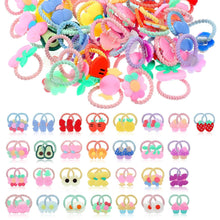 60er Set Haargummis Mädchen Blumen Fruchtmuster 2cm