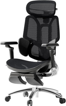 Ergonomischer Bürostuhl mit 3-Zonen-Lendenwirbelstütze & 4D-Kopfstütze