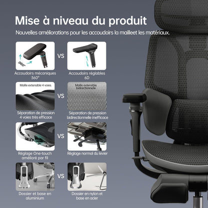 Hbada E3 Ultra Ergonomischer Bürostuhl Schwarz 4D Kopfstütze 3-Zonen
