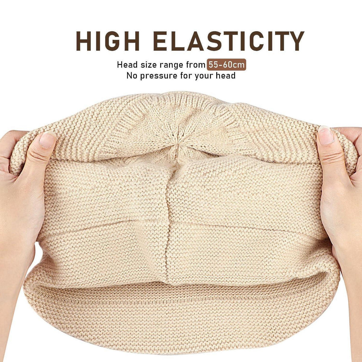 Damen Strickmütze mit Visier, warm und slouchy