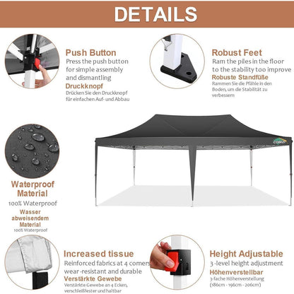 Faltpavillon 3x6m mit Seitenteilen – Wasserdicht & Stabil