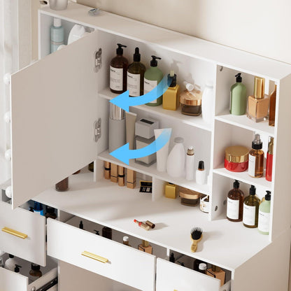 Schminktisch mit LED-Beleuchtung und USB Weiß 40x100x140cm