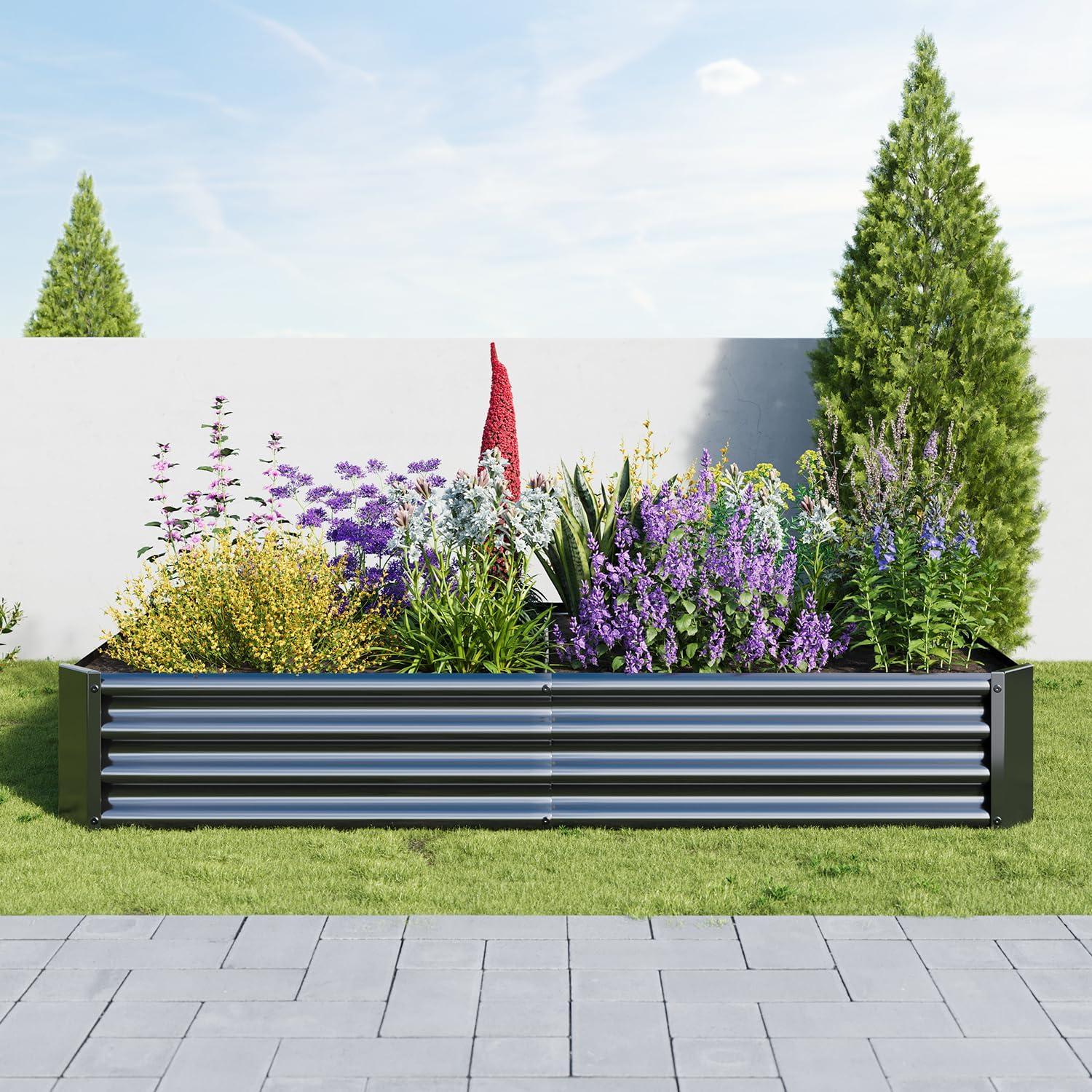 Verzinktes Metall-Hochbeet-Set 180x90x30 cm Schwarz
