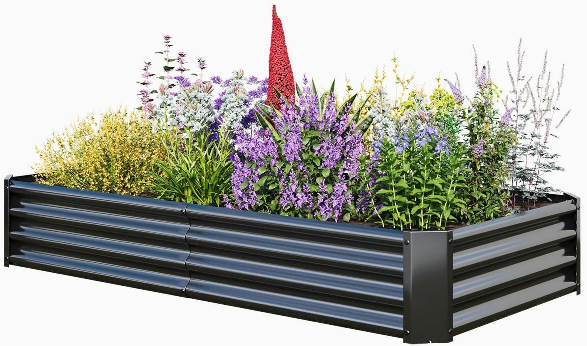 Verzinktes Metall-Hochbeet-Set 180x90x30 cm Schwarz