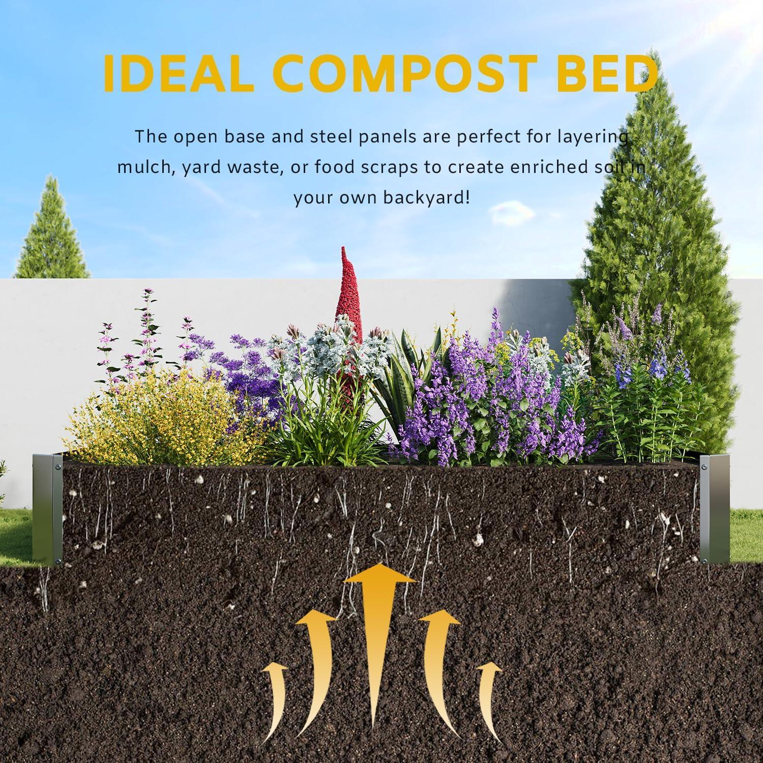 Hochbeet-Set Verzinktes Metall Garten Pflanzbeet 180x90x30 cm Schwarz