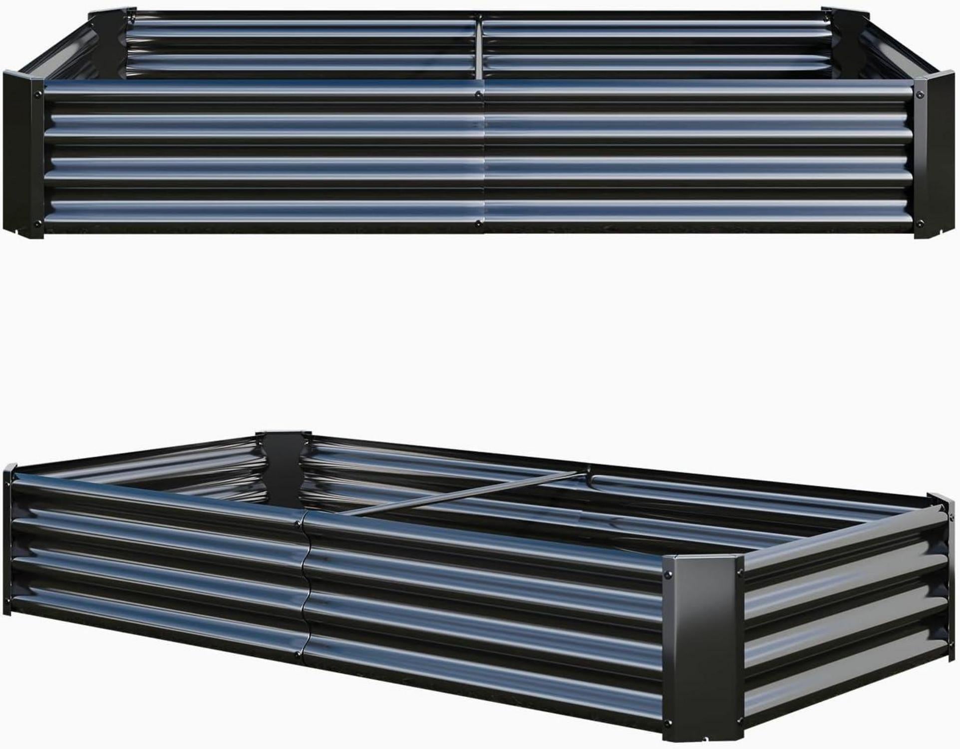 Hochbeet-Set Verzinktes Metall 180x90x30 cm Garten Pflanzbeet Schwarz