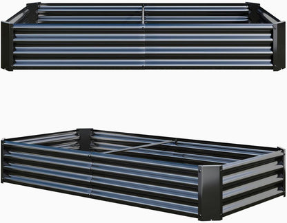 Hochbeet-Set Verzinktes Metall 180x90x30 cm Garten Pflanzbeet Schwarz