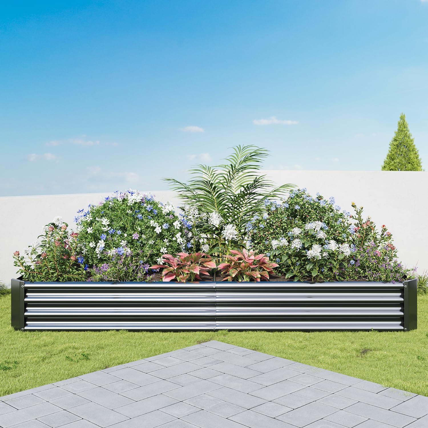Hochbeet-Set Verzinktes Metall 232x113x30 cm Gemüse Blumen
