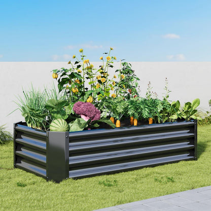 VERFARM Hochbeet-Set Metall Pflanzbeet 120x60x30 cm Schwarz